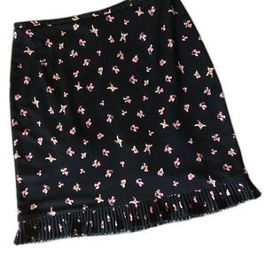 Ann Taylor Skirt Women Size 4 Black Floral Motif Mini